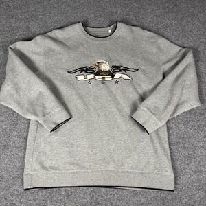 Croft & Barrow Gray Crew Neck Sweatshirt Men's Size M Bald Eagle America USA